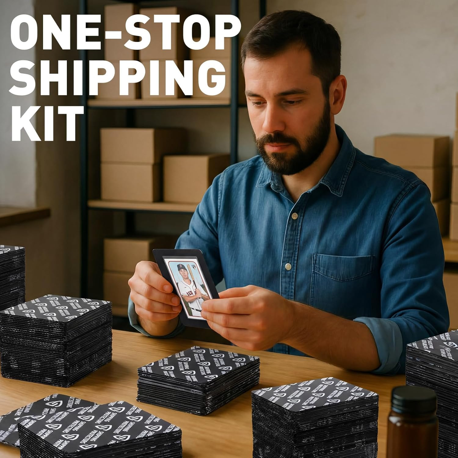 300 Pcs Trading Card Shipping Protector Bulk 3.5 X 4.5 Inch Black Card Shipping