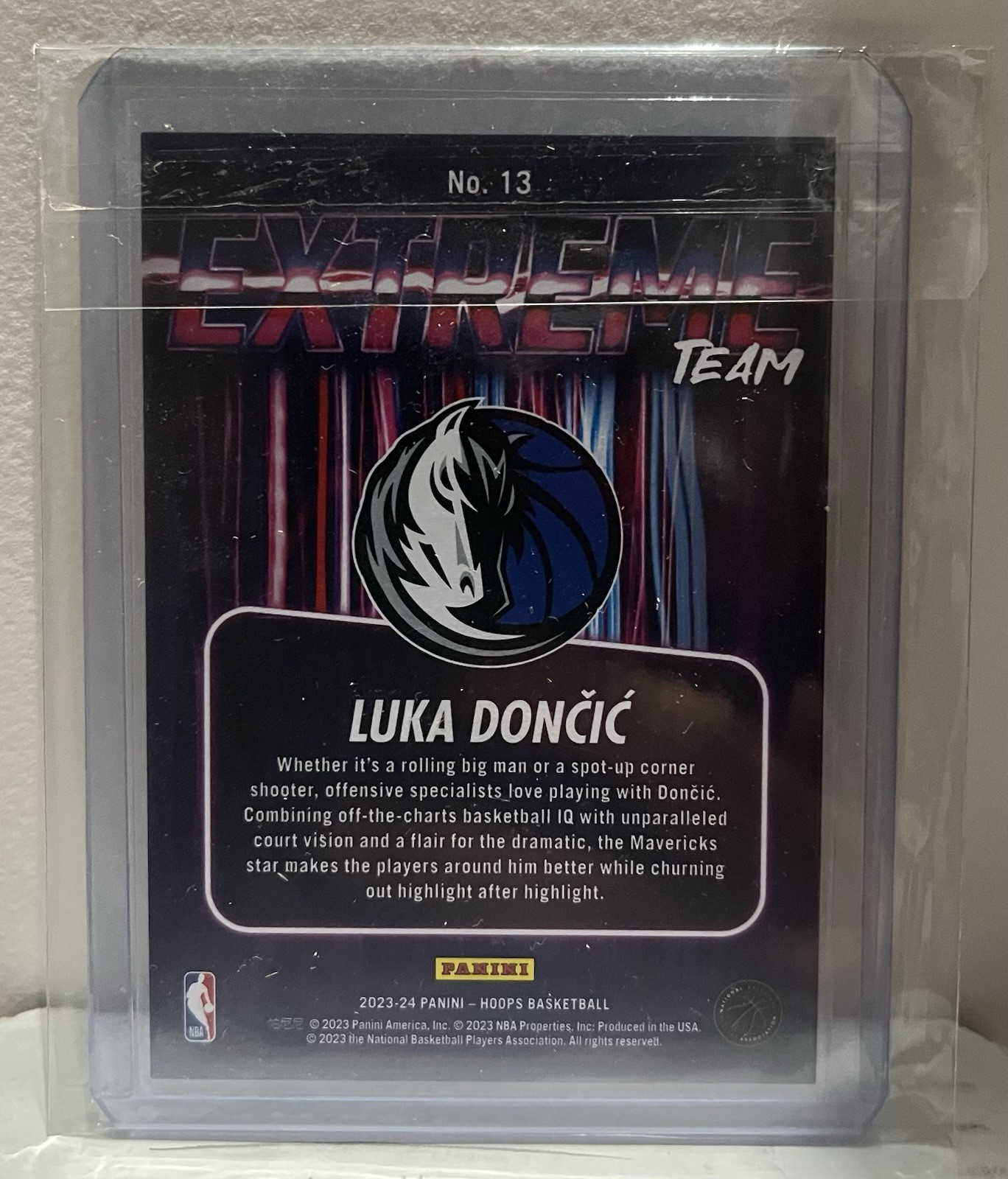 2023-2024 Panini Hoops Luka Dončić Extreme Team Sparkle Insert Mavericks #13