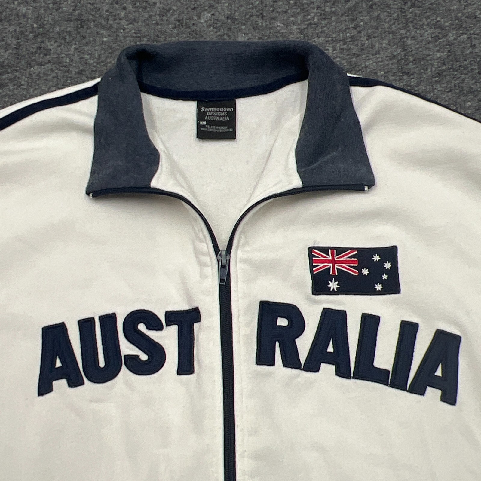 Samsousan Designs AUSTRALIA Track Jacket M / L Full Zip Polycotton Flag White