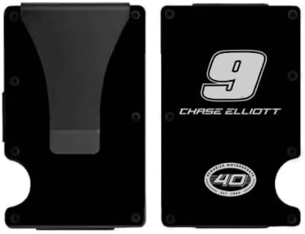 Chase Elliott #9 NASCAR Name and Number Etched Black Aluminum Compact Wallet