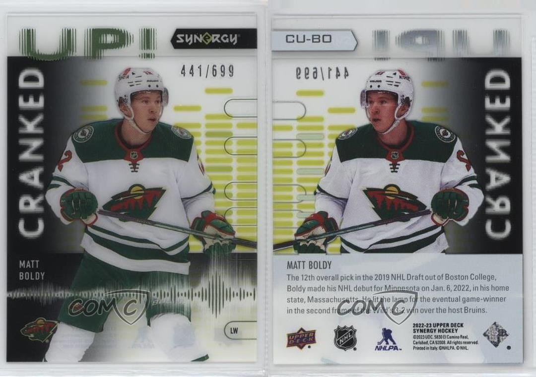 2022-23 Upper Deck Synergy Cranked Up 441/699 Matt Boldy #CU-BO Rookie RC 14sr
