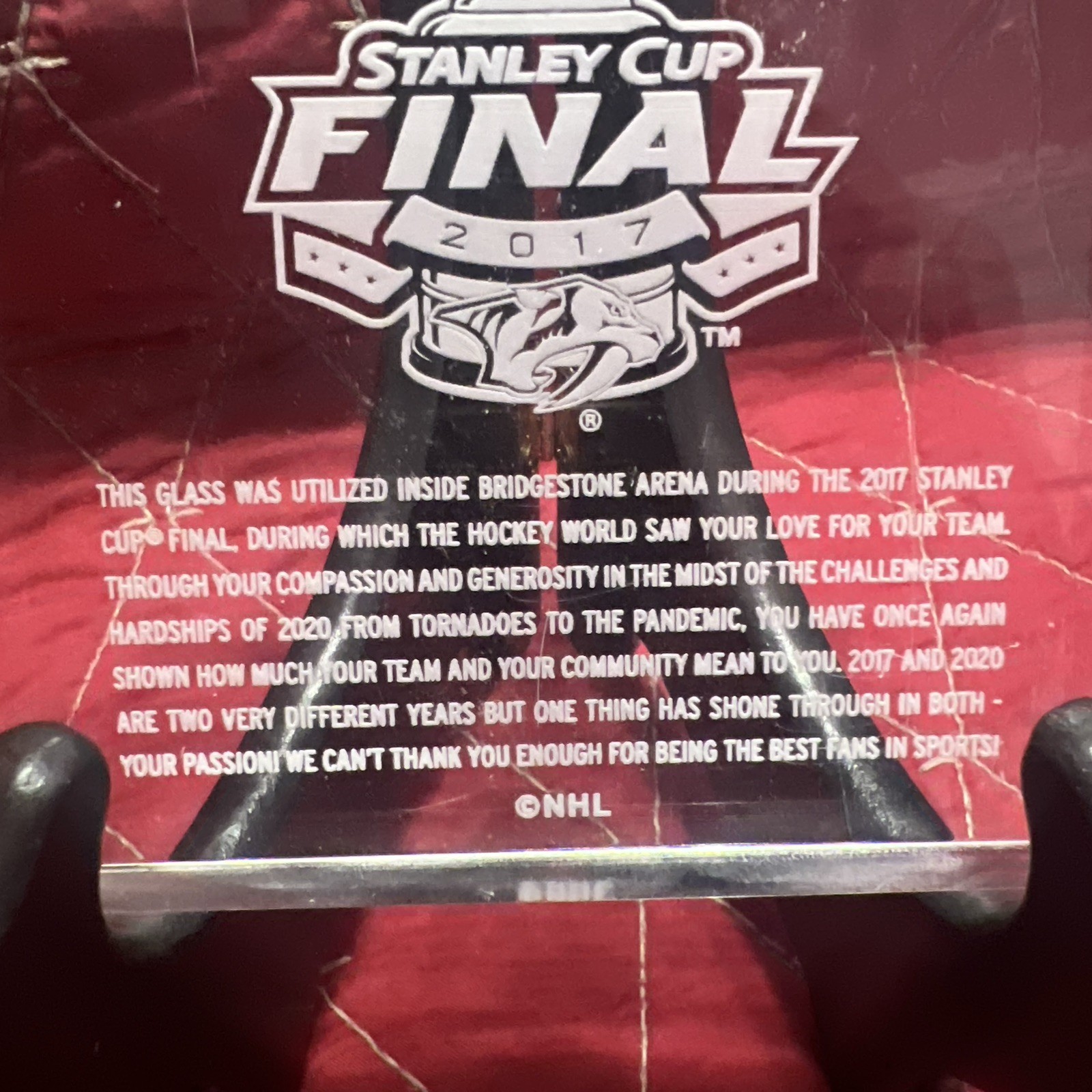 *Authentic Game Used Glass Penguins/Predators 2017 Stanley Cup Finals *No Stand