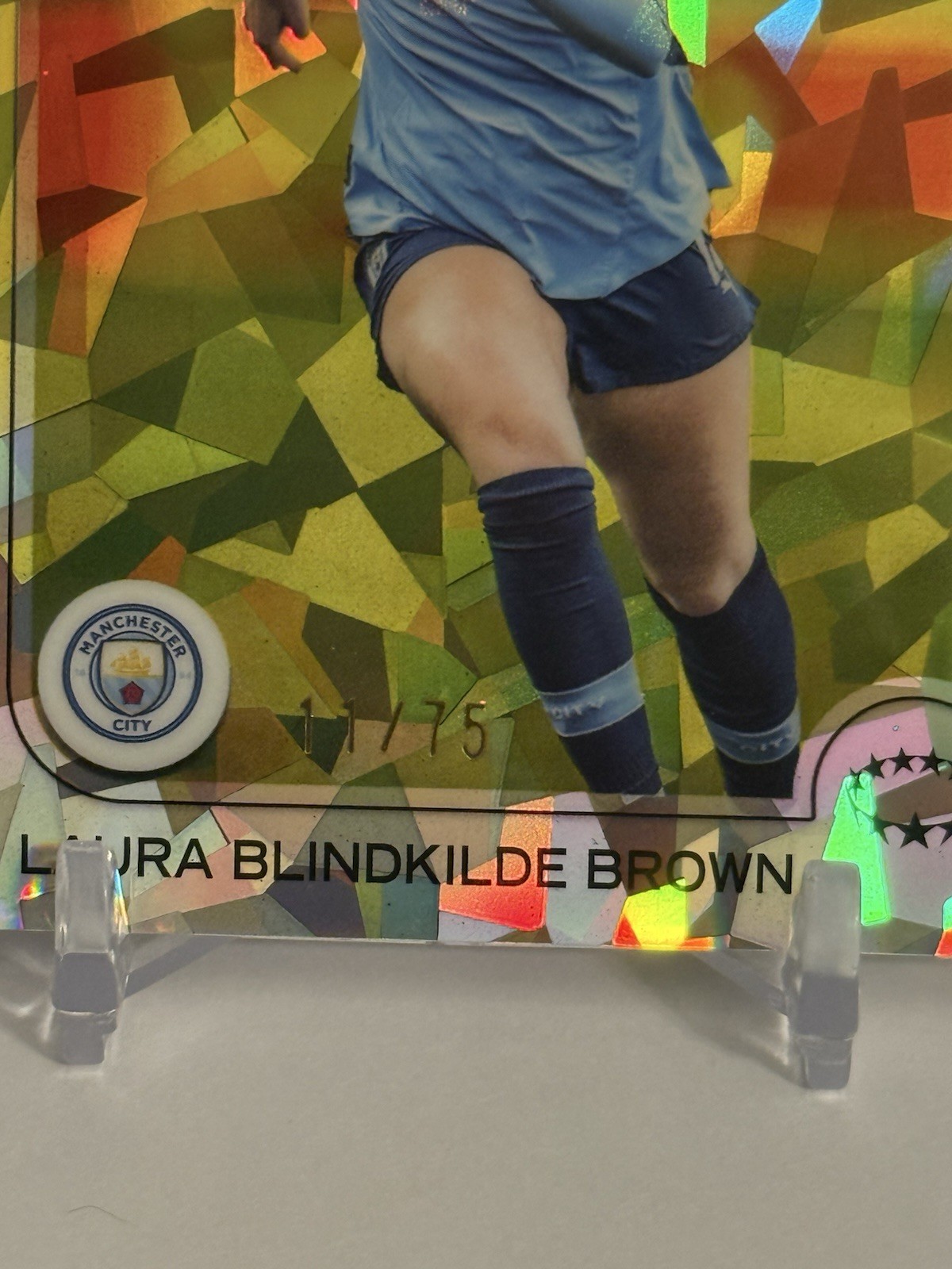 LAURA BLINDKILDE BROWN 2024 Topps Chrome Sapphire UEFA WCC Yellow /75 MAN CITY