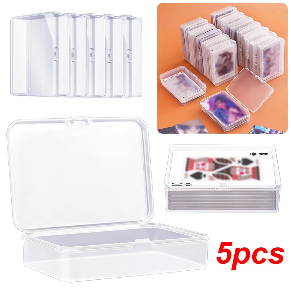 9.5×6.5×2.5cm Trading Card Storage Box Playing Card Case Desk Organizer – 5PACK