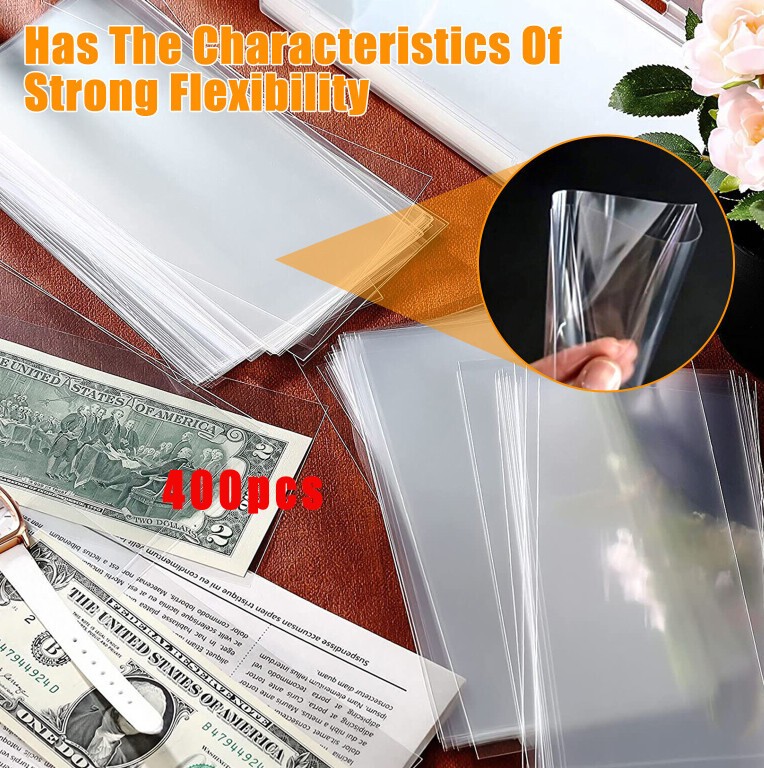 200-1000pcs Money Bag Storage Protect Currency Banknotes Clear Soft Sleeves