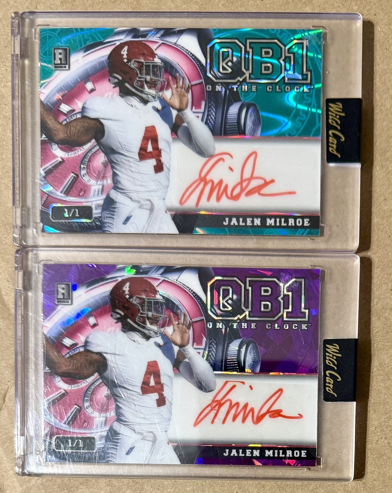 Lot(2) 2024 Wildcard QB1 Jalen Milroe 1/1 Auto’s Super Bowl Champ RC
