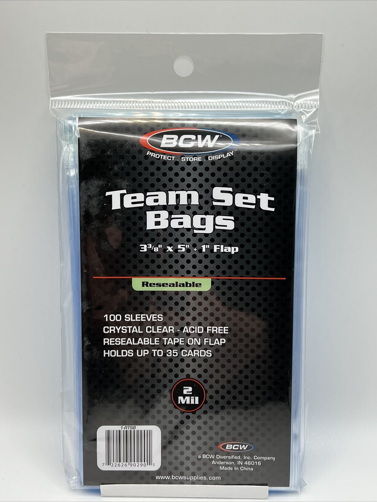 BCW Resealable Team Set Bags 1 Pack of 100 Sleeves Holds Up to 35 Cards