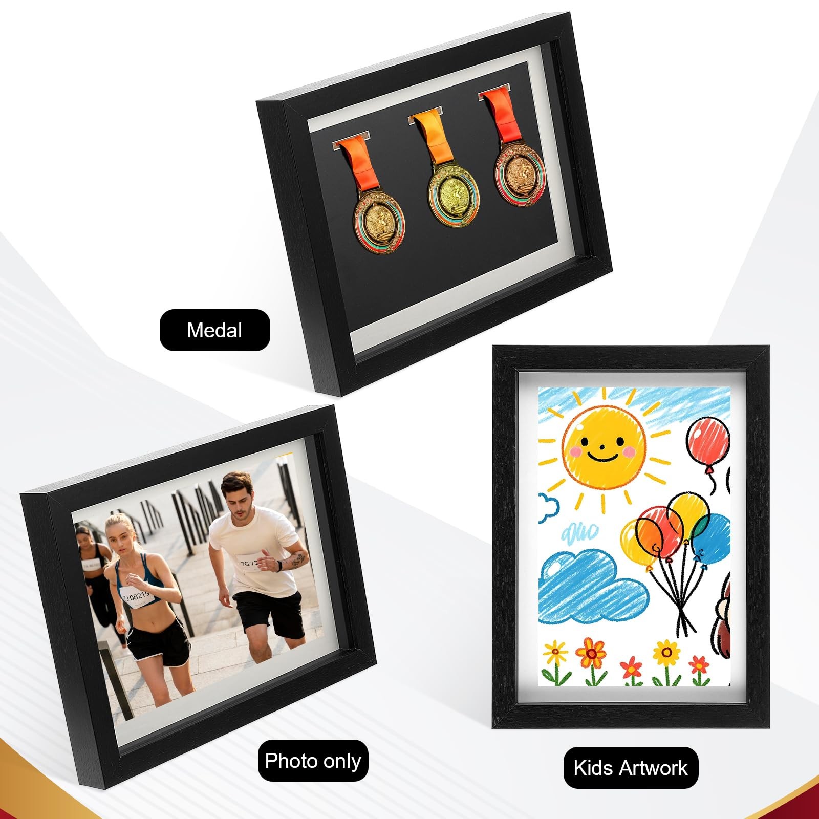 Premium Medal Frame Display Case – A4 Black Wooden Medal Display Frame for Si…