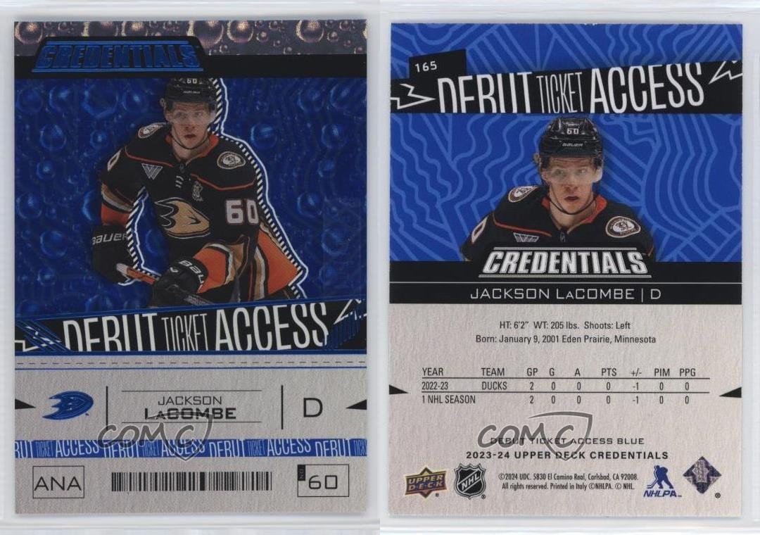2023 Upper Deck Credentials Debut Ticket Access Blue /149 Jackson LaCombe 14sr