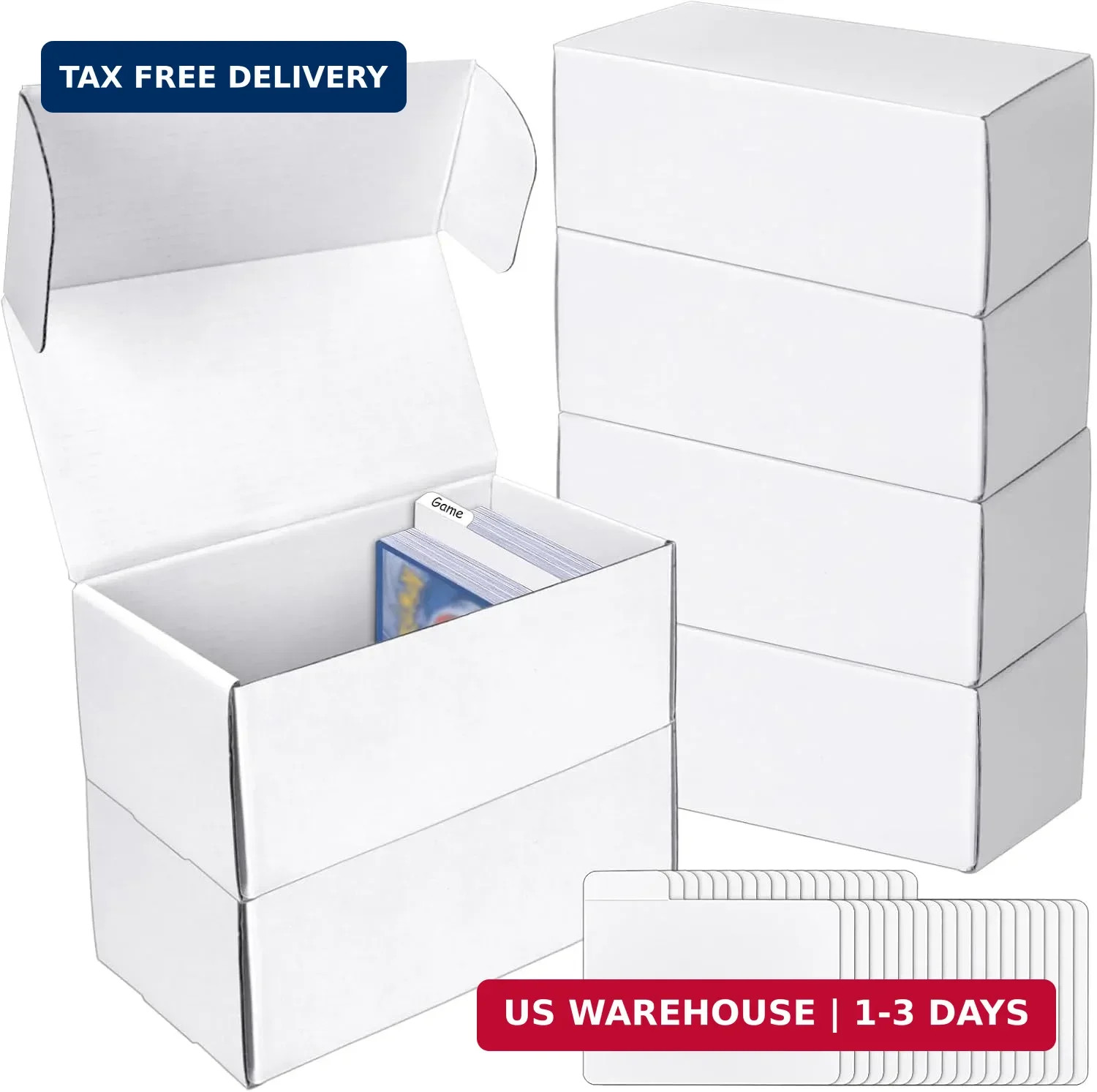 VOKOY Trading Card Storage Box with Dividers, 6 Pack • 400 Count Bulk Card Colle