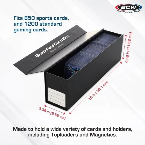 (1) BCW Quick Fold Card Box – Stores Card Holders, Toploaders with Magnetic Lid