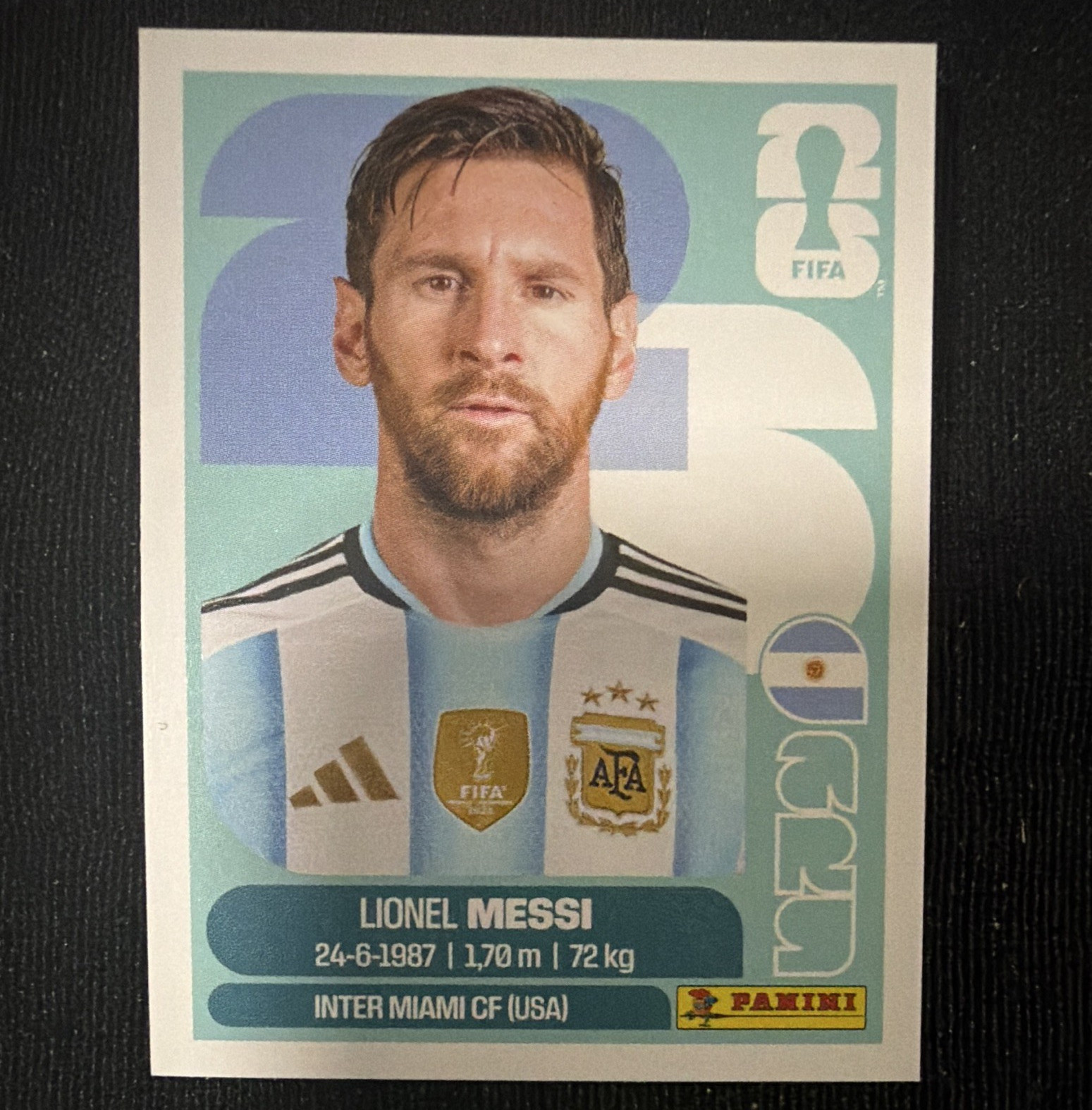 Panini FIFA World Cup 2026 Sticker ARG 17 Lionel Messi Portrait Non-Stuck