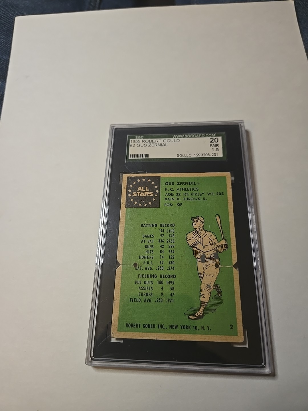 1955 Robert Gould All Stars #2 Gus Zernial Kansas City Athletics