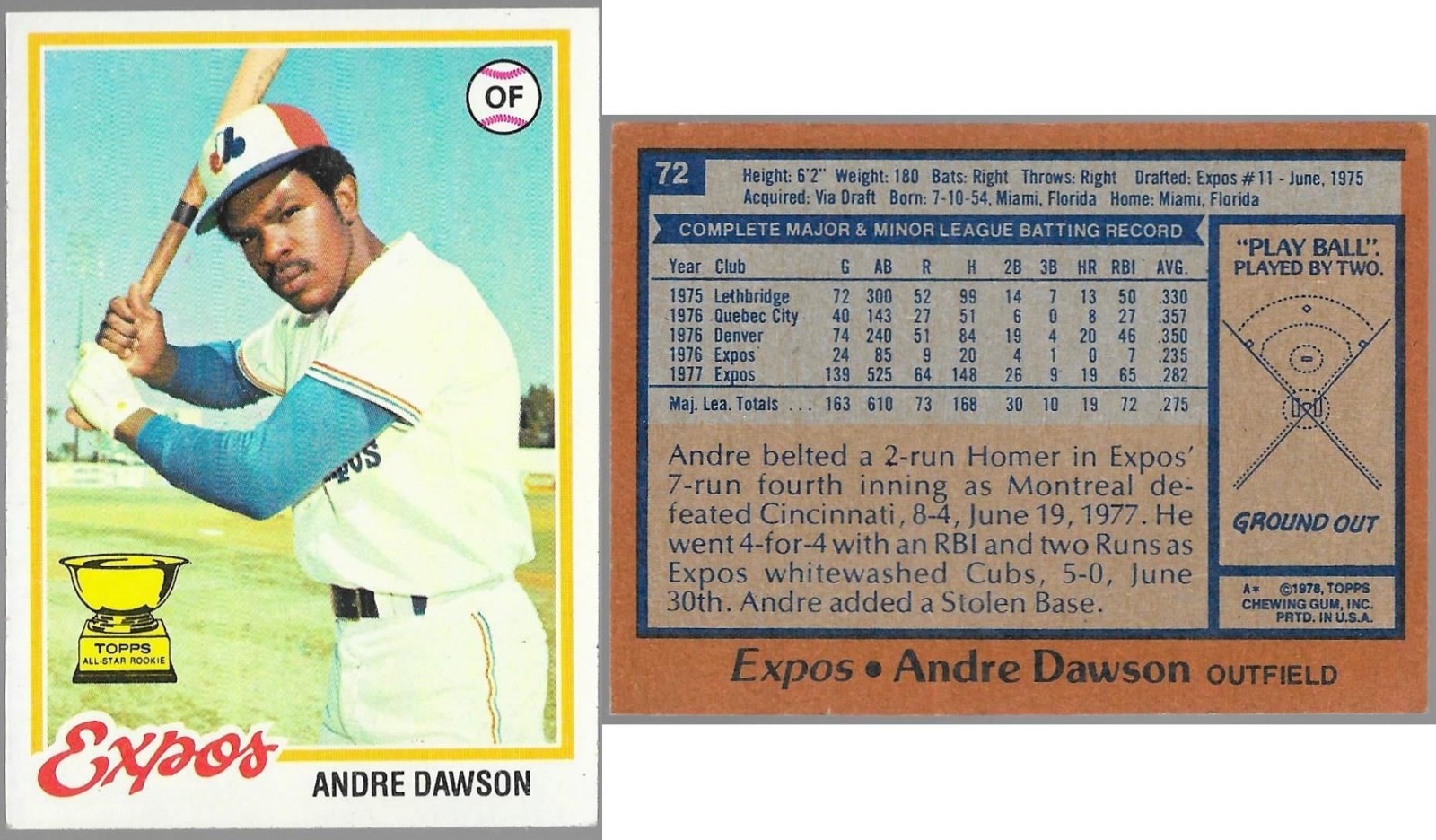 1978 TOPPS #72 ANDRE DAWSON