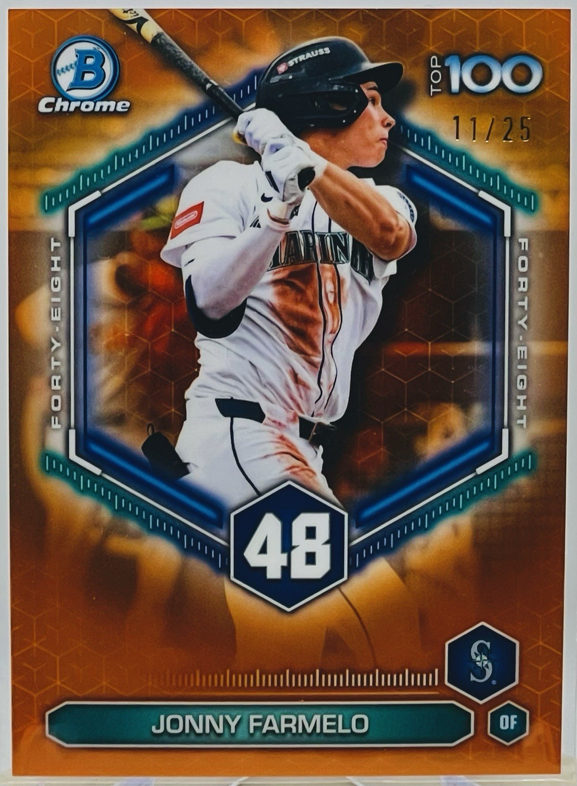 2026 Bowman Orange #BTP-48 Jonny Farmelo /25 Bowman Scouts Top 100 Mariners