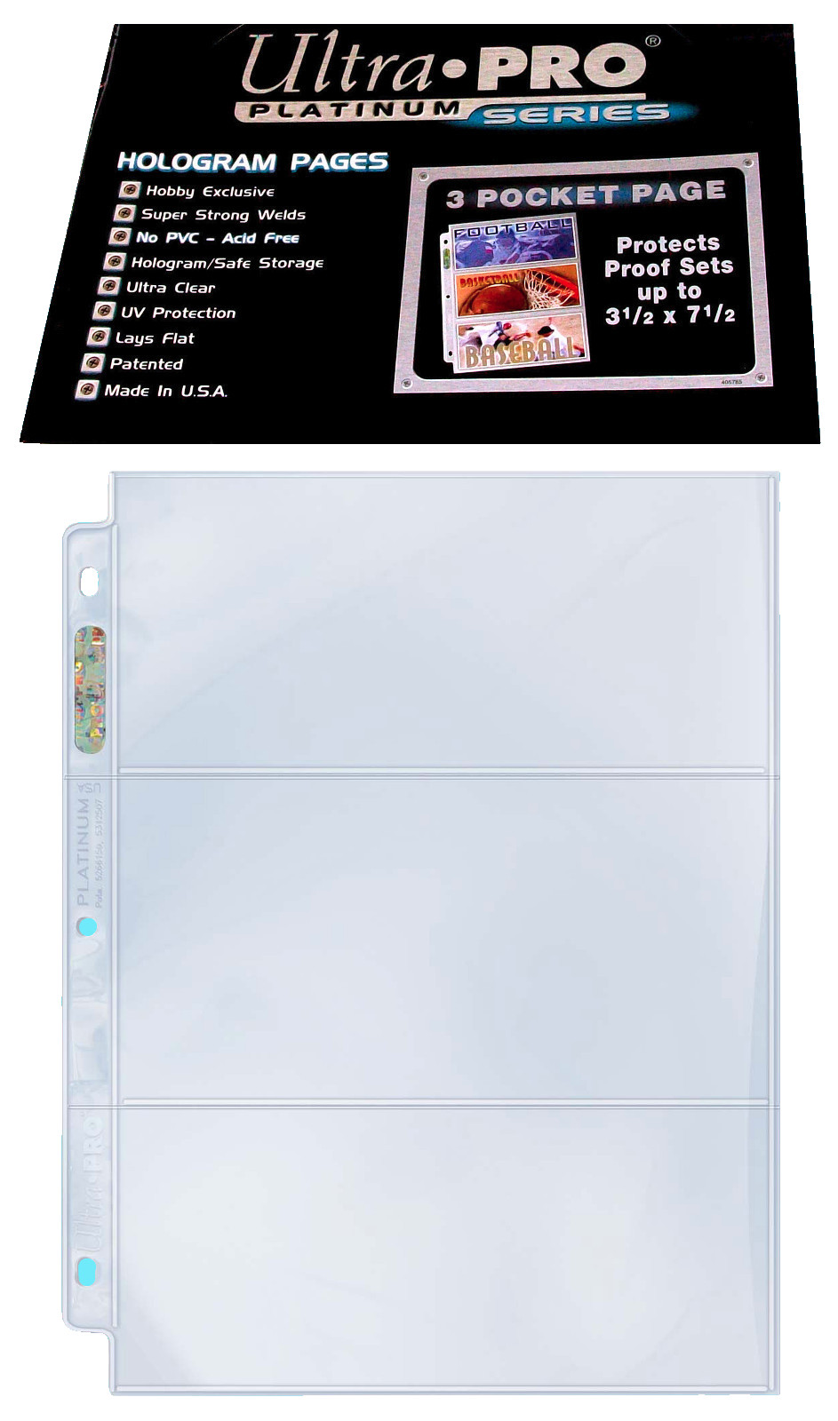 10 Ultra Pro Platinum 3-Pocket 3.5×7.5 Pages Sheets Ticket Coupon Cards Currency
