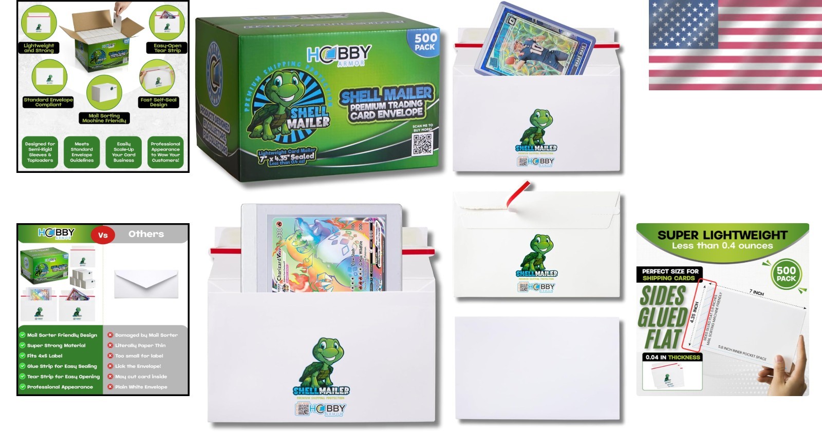 Trading Card Shipping Envelopes, 7 x 4.35 Inches