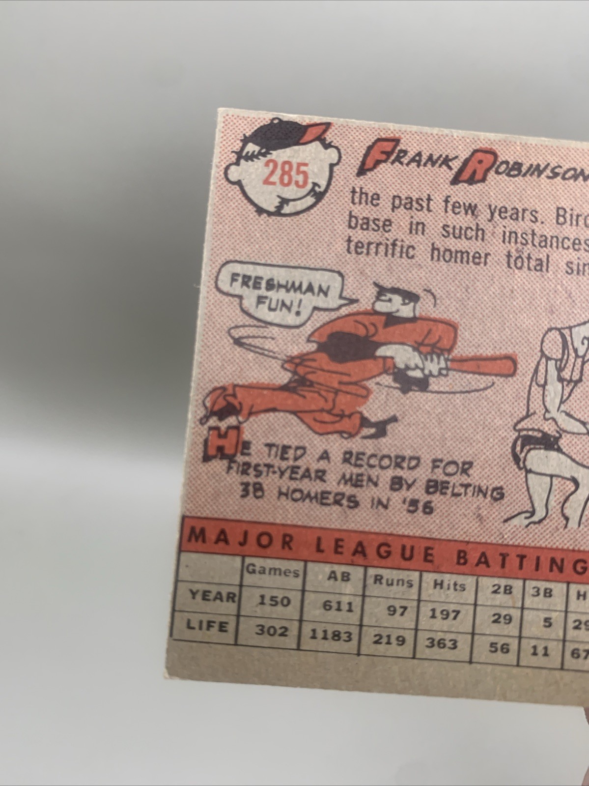 1958 Topps – Frank Robinson #285 Reds 2nd Year EX+ No Creases OC Free Shipping