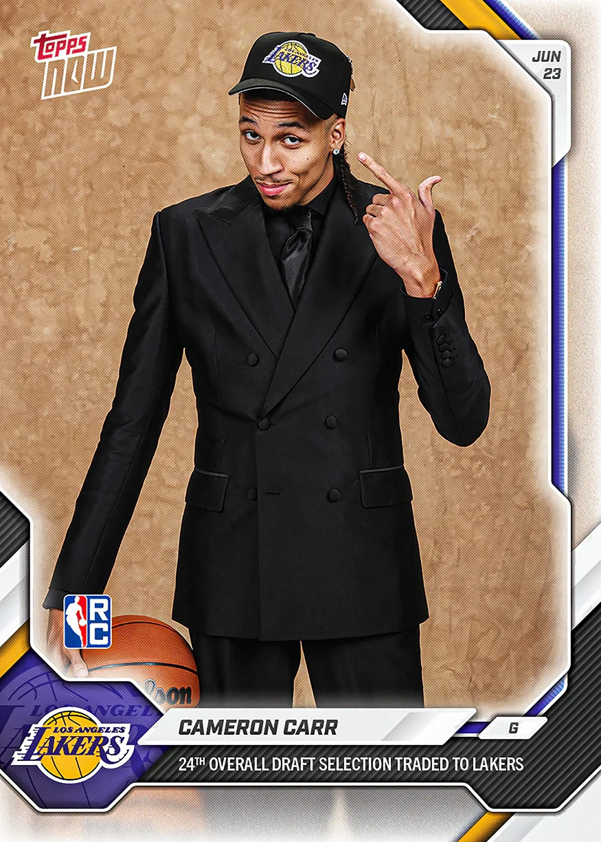 Cameron Carr RC Draft 24th Lakers – 2025-26 NBA Topps NOW – Card CCA2 Presale