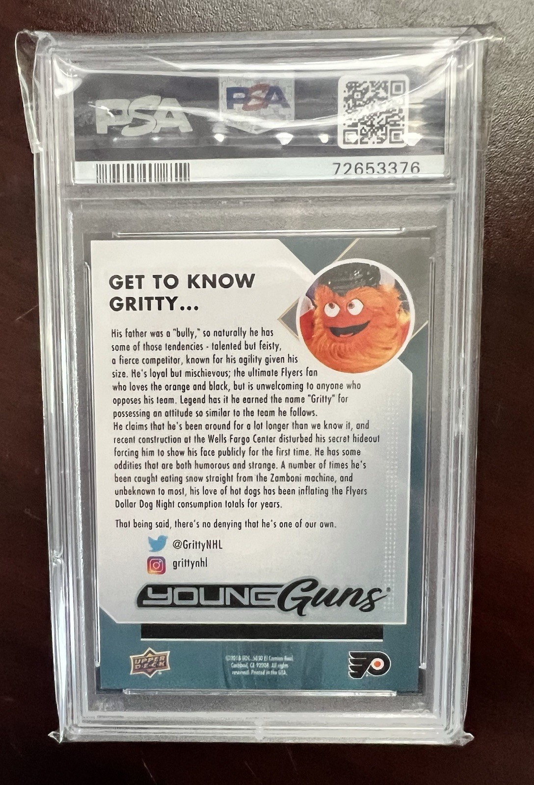 2018-19 Upper Deck Gritty Philadelphia Flyers Mascot Rookie Card PSA 8 MINT
