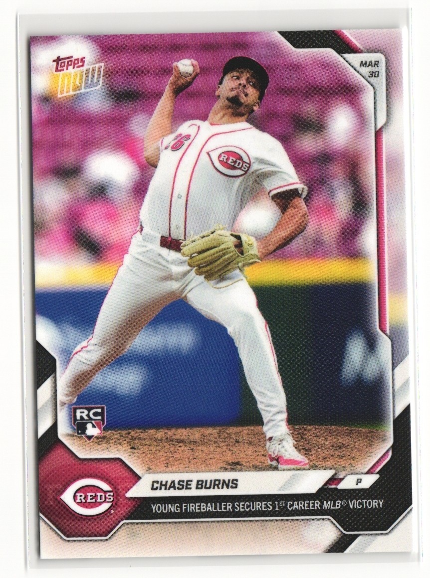 2026 MLB Topps NOW #29 Chase Burns Rookie RC Reds 1st Win