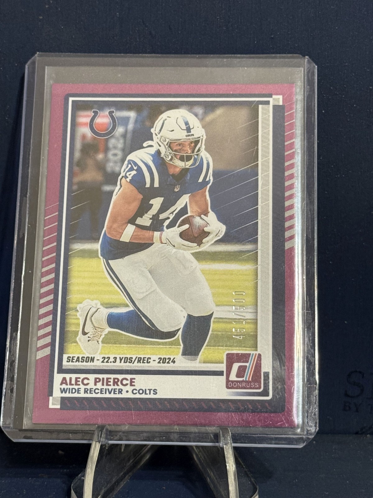 2025 Panini Donruss- Alec Pierce #243 Purple Season Stat Line 451/500 Colts