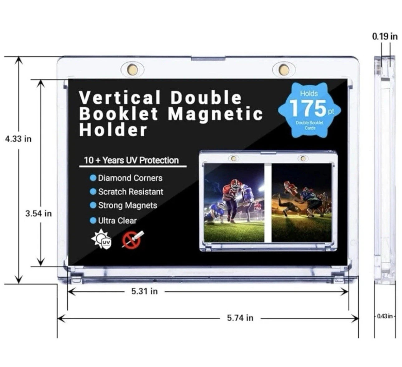 Vertical Booklet ONE-TOUCH 175pt Magnetic Card Holder 84128-UV 2 PACK!
