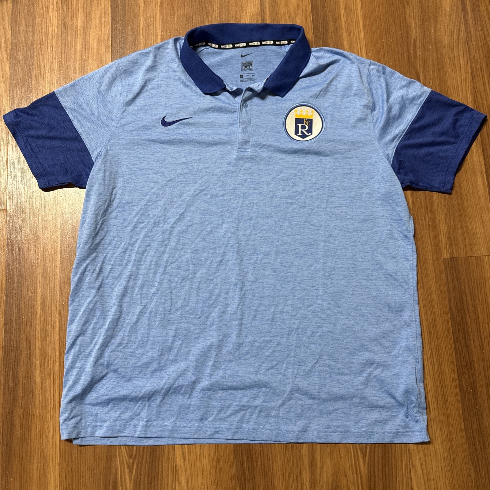 Nike Kansas City Royals Dri-fit Polo Cooperstown Collection Light Blue Size XXL