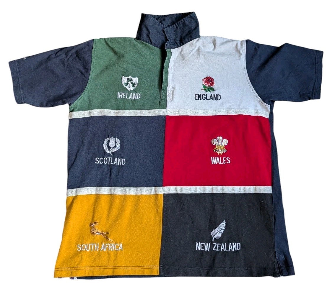 Vintage Cotton Traders All Nations Rugby Shirt XXL Rare Free Post