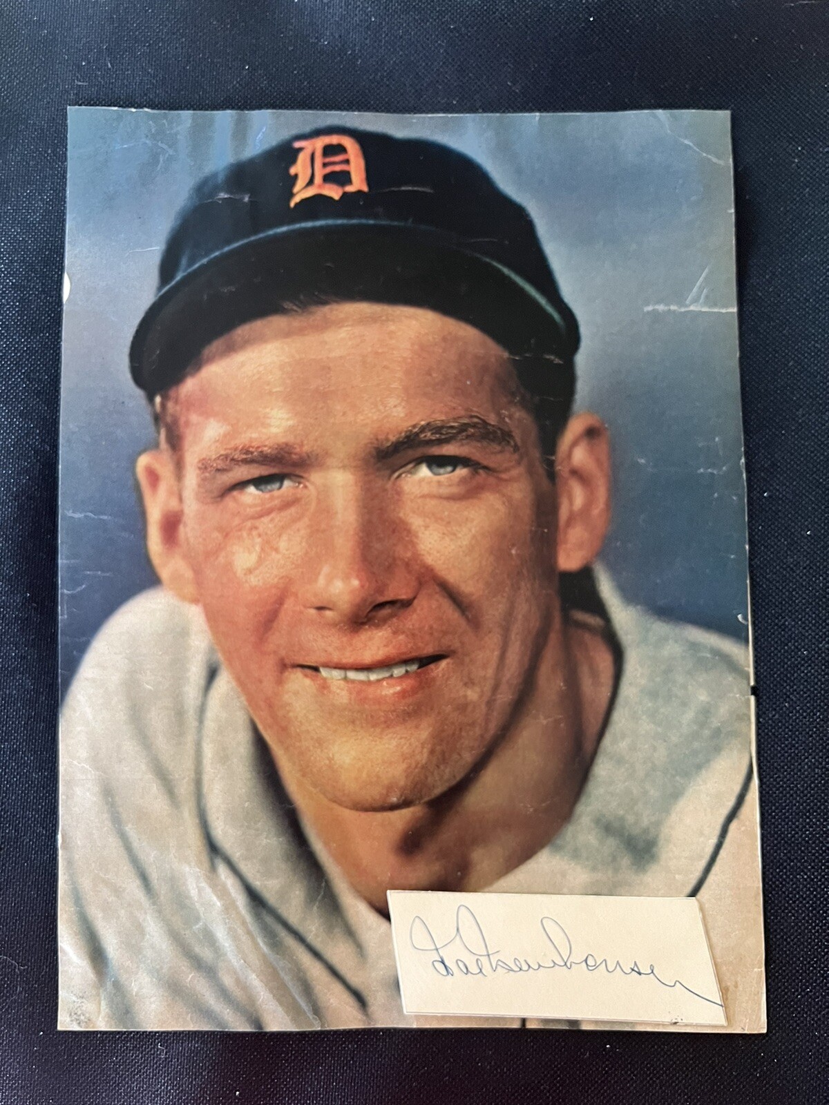 Hal Newhouser -Autographed Cut Index Card With Picture