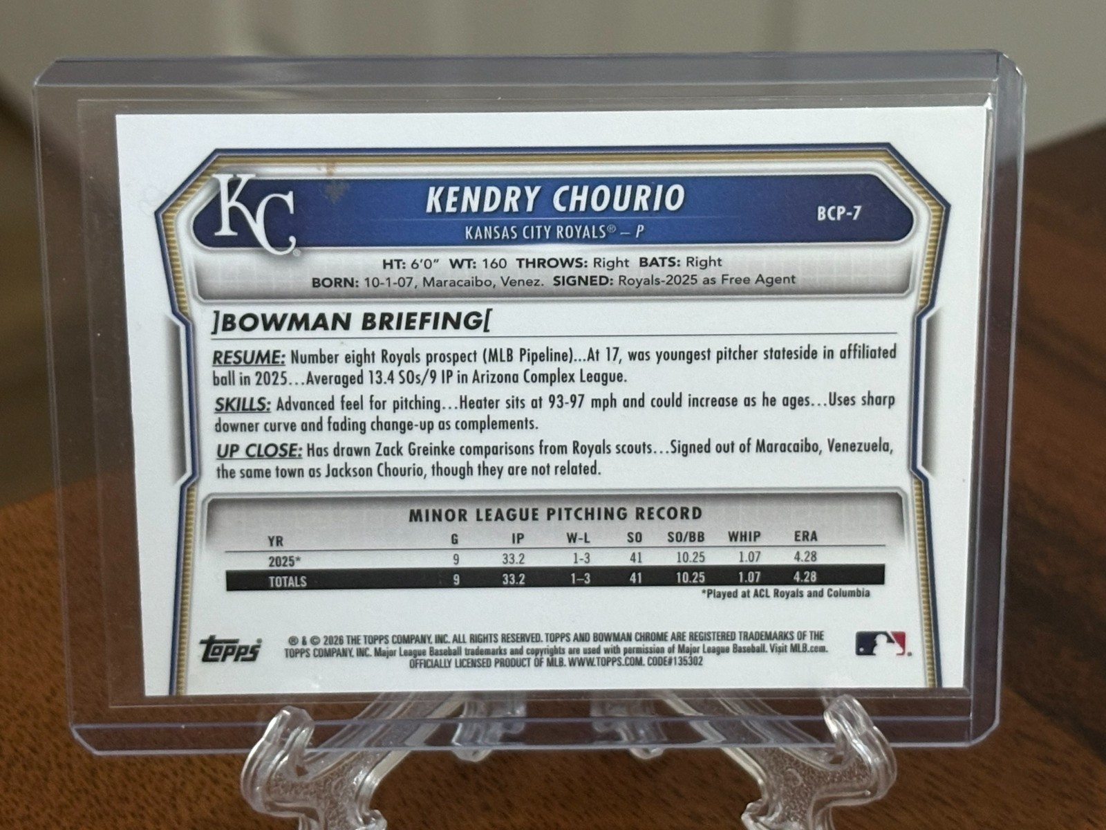Kendry Chourio [Reptilian Refractor] #BCP-7 2026 Bowman Chrome Prospect