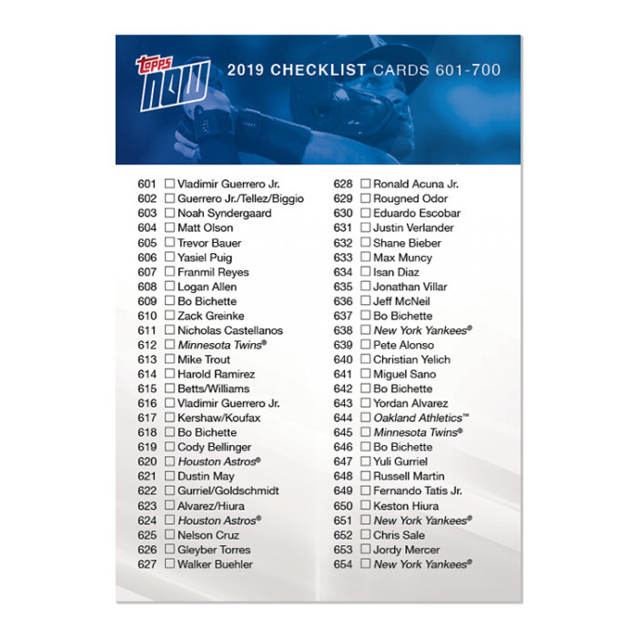 2019 Topps NOW Checklist 7 (#601-700) ~ Bryce Harper/Eduardo Escobar ~ 153 Made!