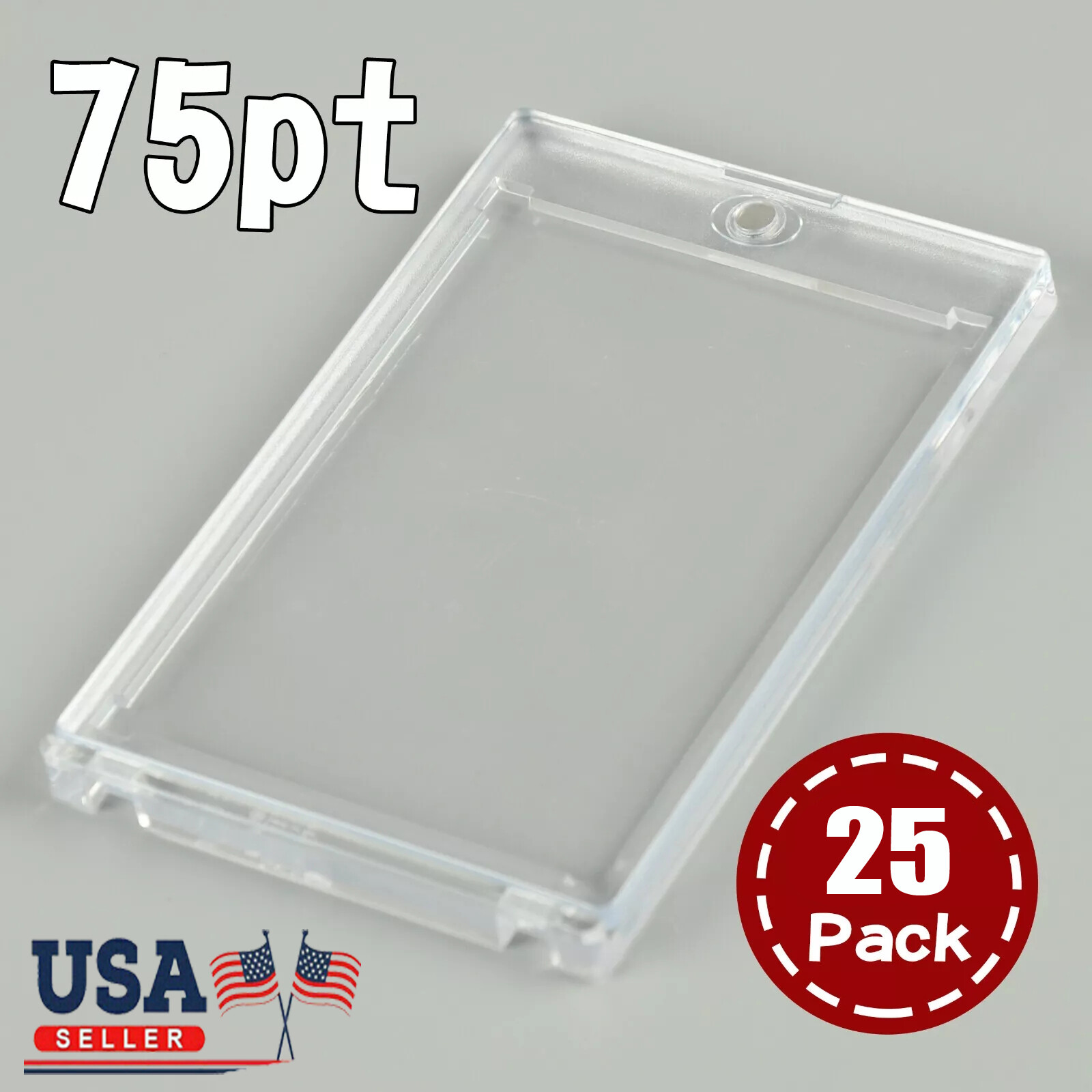 25Pcs Magnetic Trading Sport Card Holders 75PT One-Touch UV Protection Card Case