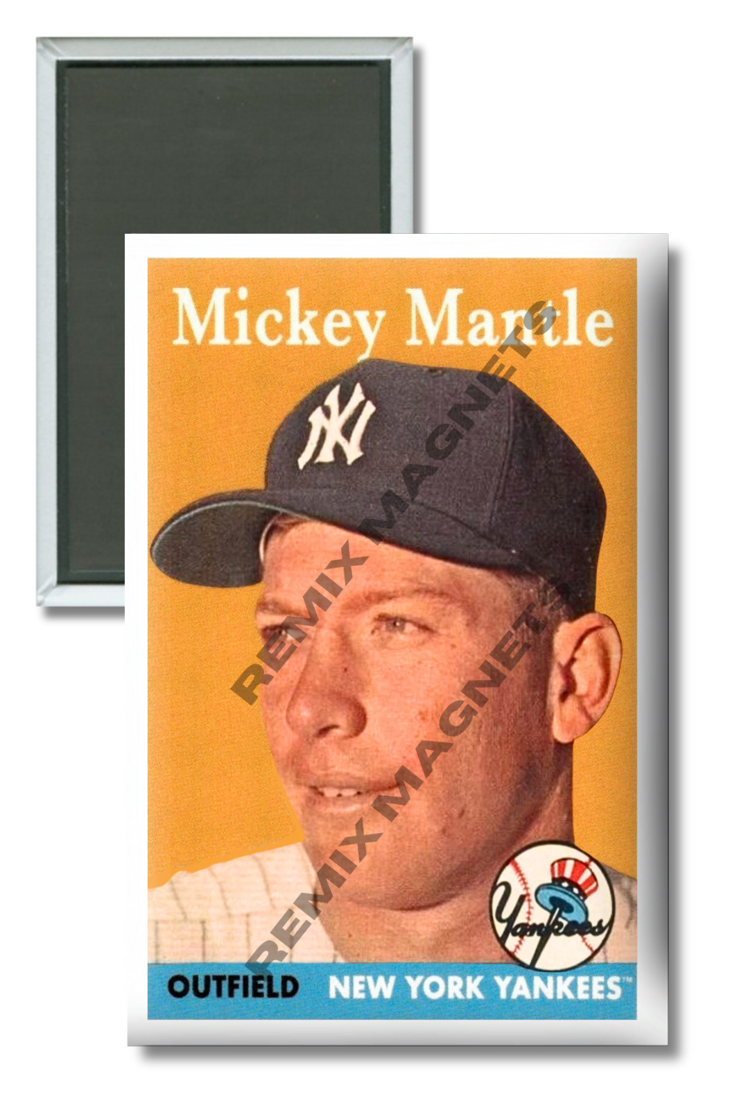 1958 Mickey Mantle New York Yankees RP Baseball Card 2″ x 3″ Locker Magnet