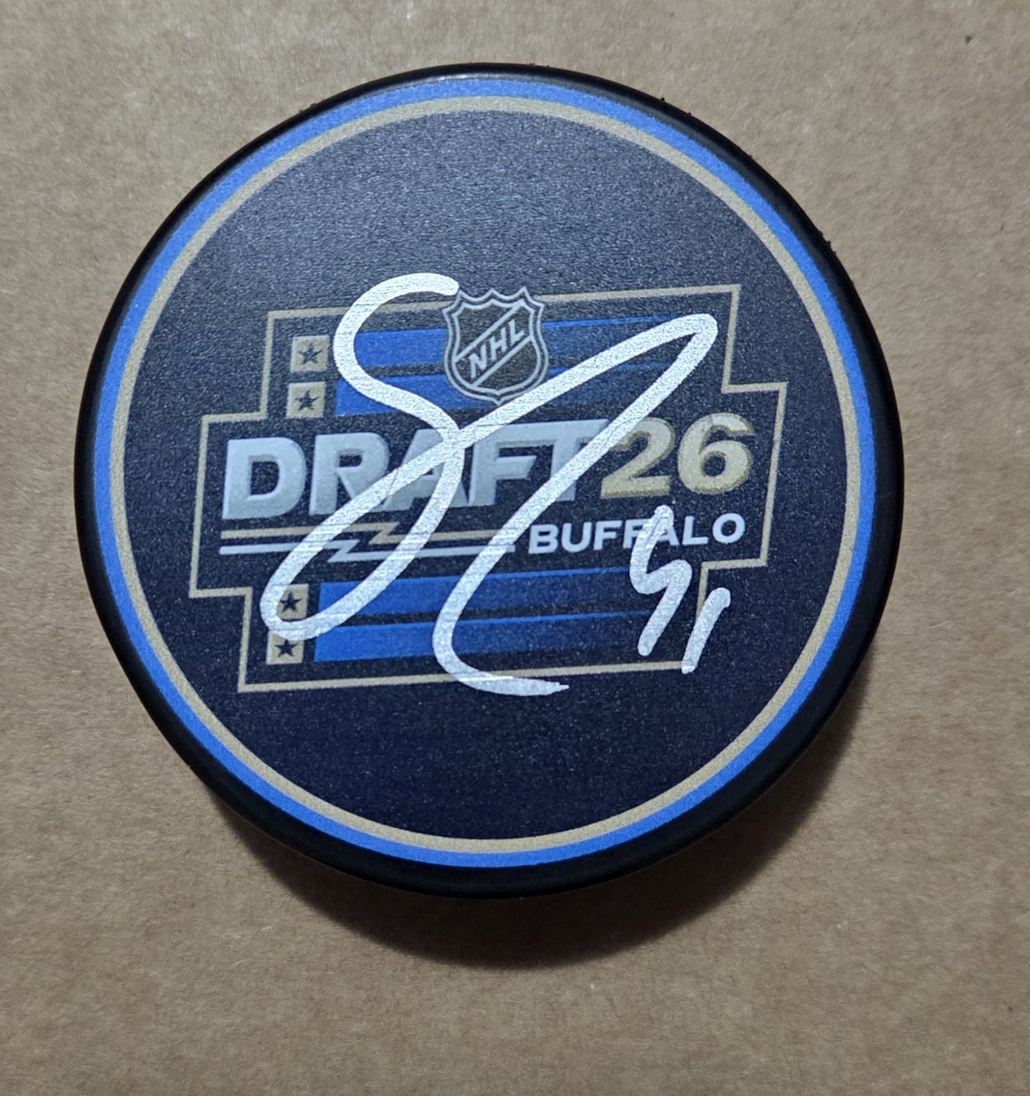 Ivar Stenberg 2026 NHL Draft Sweden Autographed Puck COA