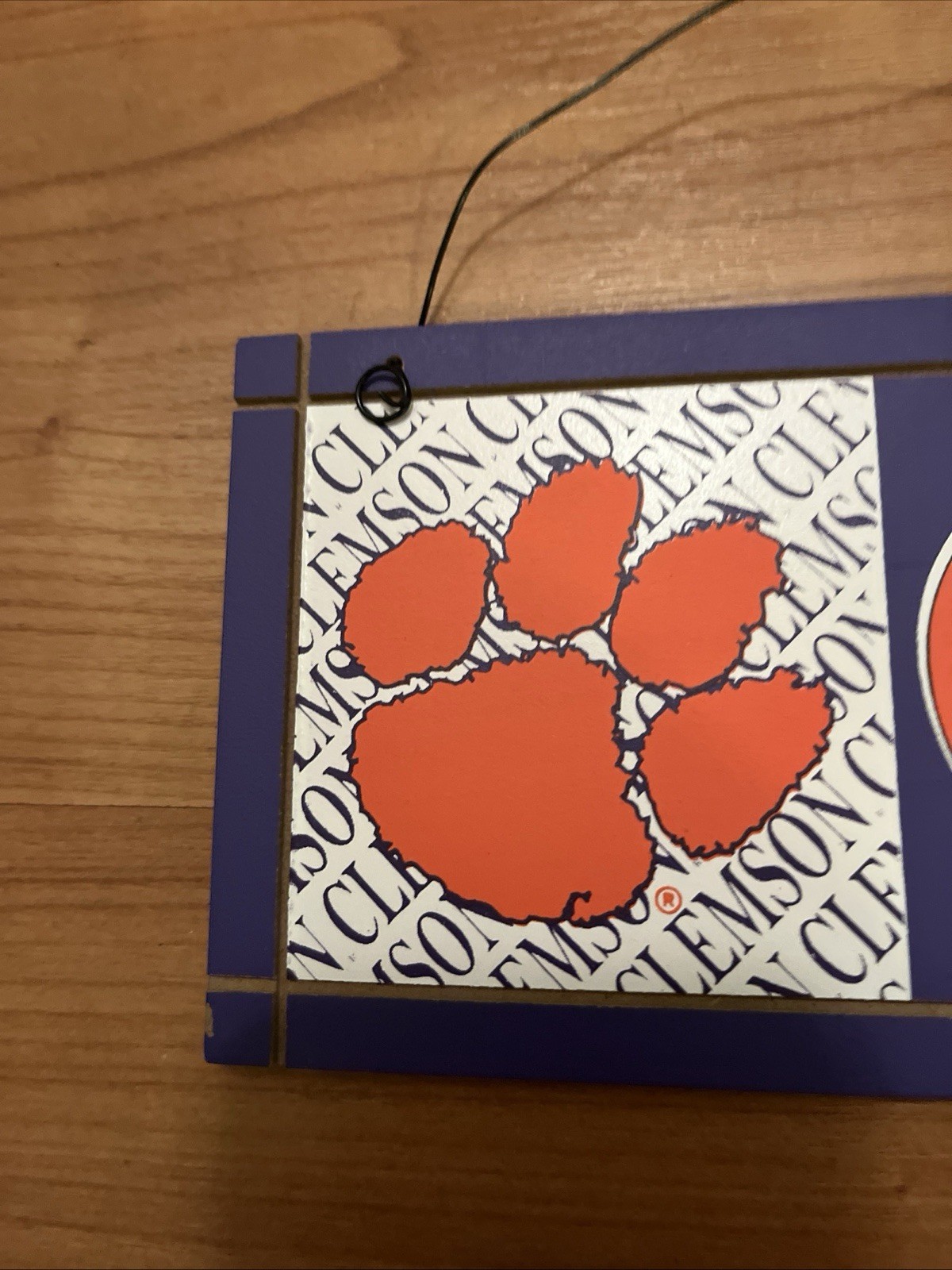 Clemson Tigers Rectangular Wood Plaque Sign Purple Orange White