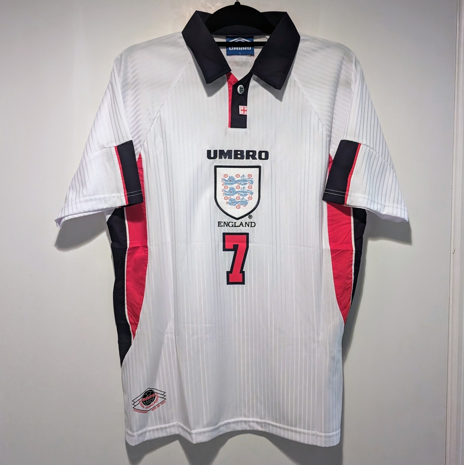 England David Beckham 1998 Retro Jersey Men’s L