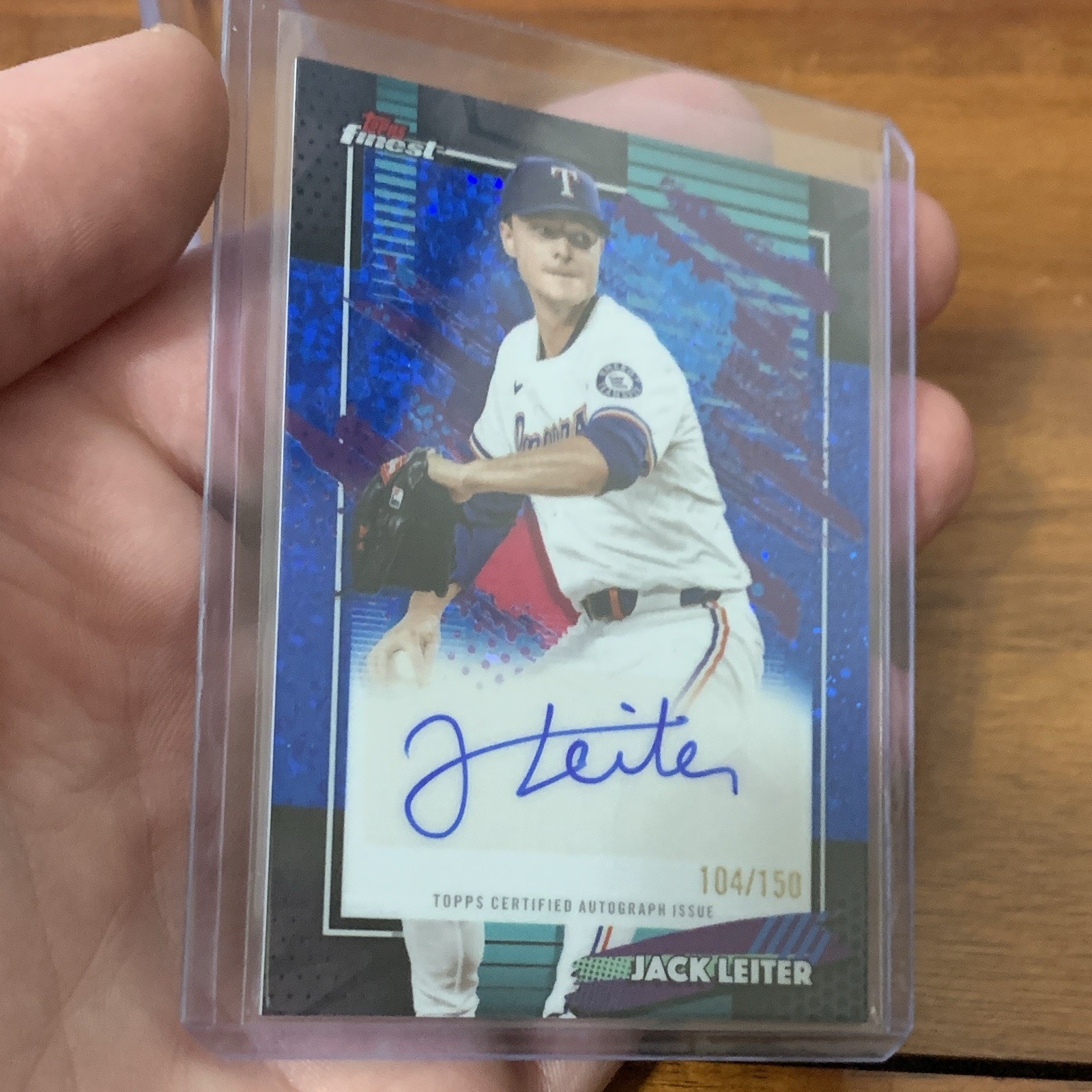 Topps Finest 2026 Jack Leiter Texas Rangers. Auto FMA-JL #104/150