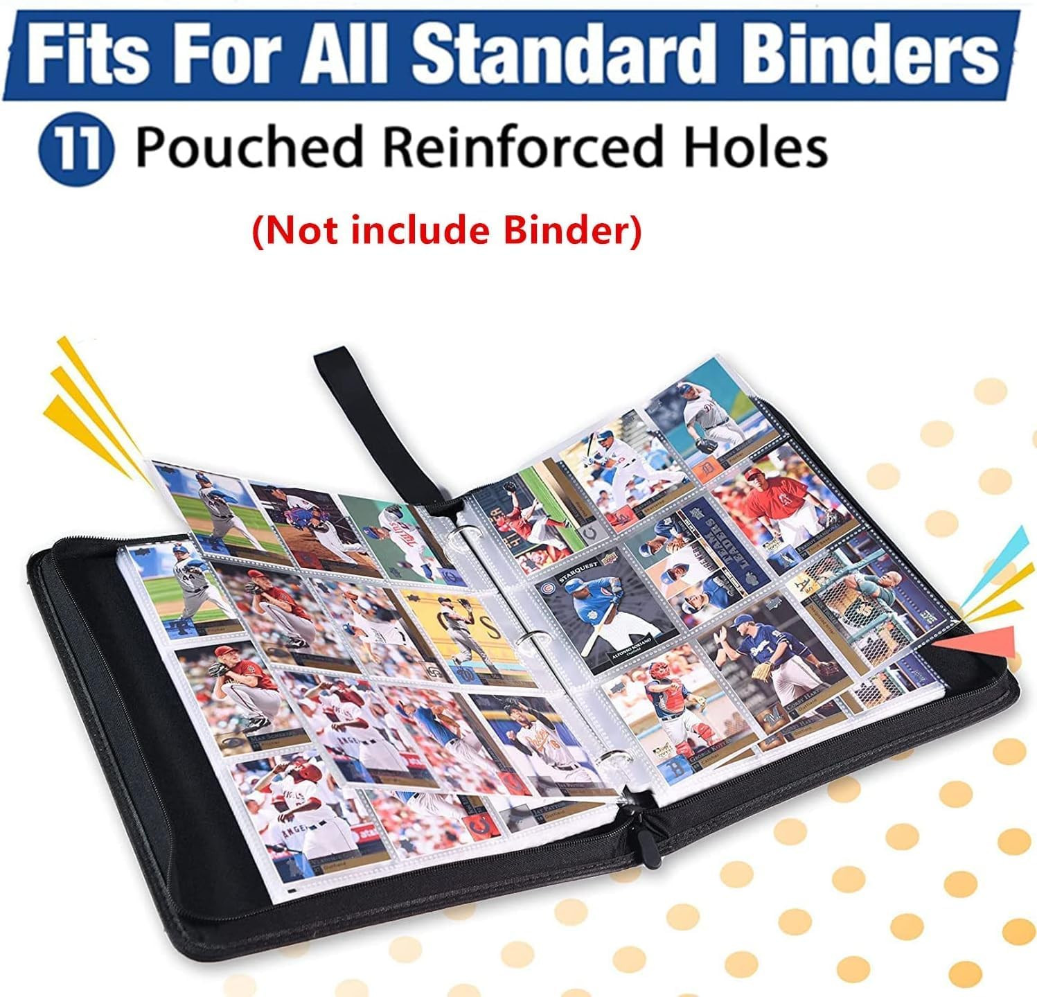 900 Pockets Card Sleeves Binder Sheets, Top Loading Trading Card Pages Sleeves,