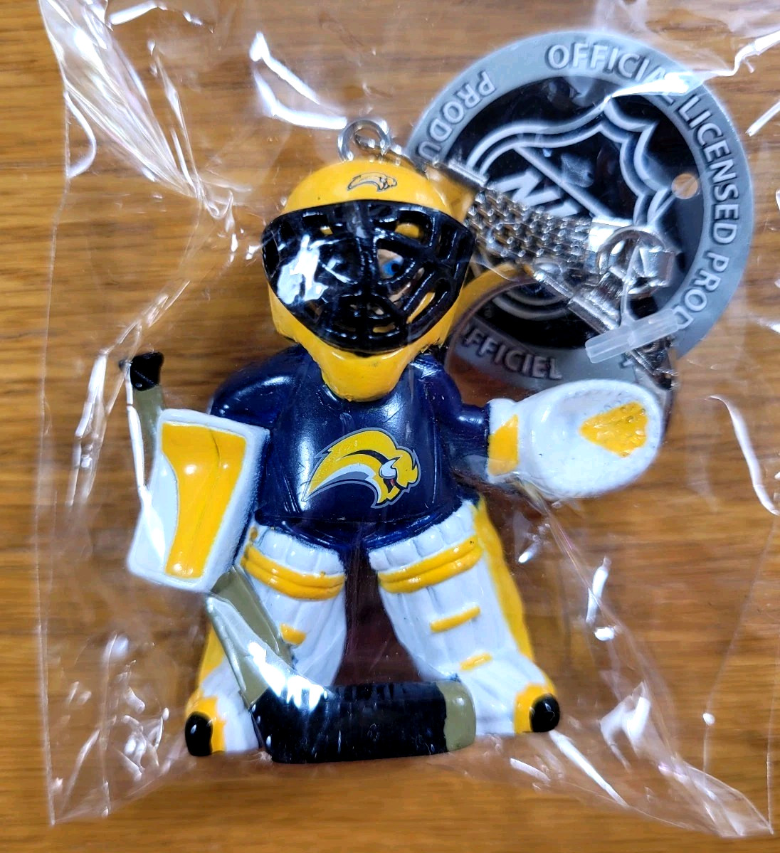 Buffalo Sabres Keychain Resin Vintage Lil’ Sports Brat Blue Gold Goalie Key Ring