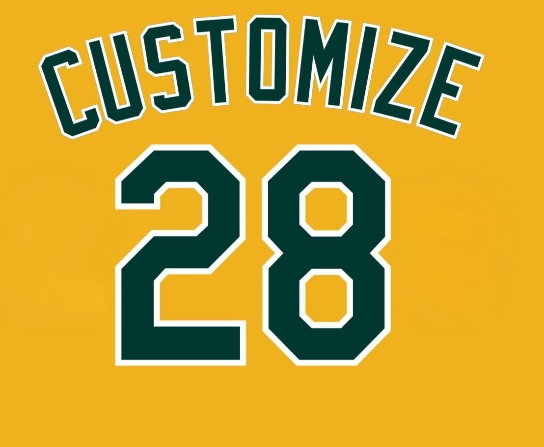 Oakland/Sacramento Athletics Gold Jersey Custom Name and Number Lettering Kit
