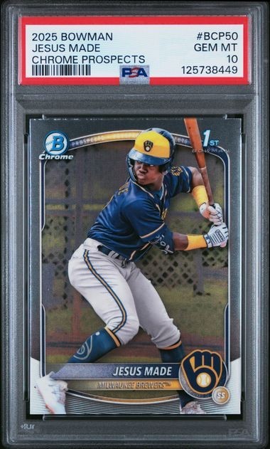 2025 Bowman Jesus Made Chrome 1st Milwaukee Brewers BCP-50 PSA 10