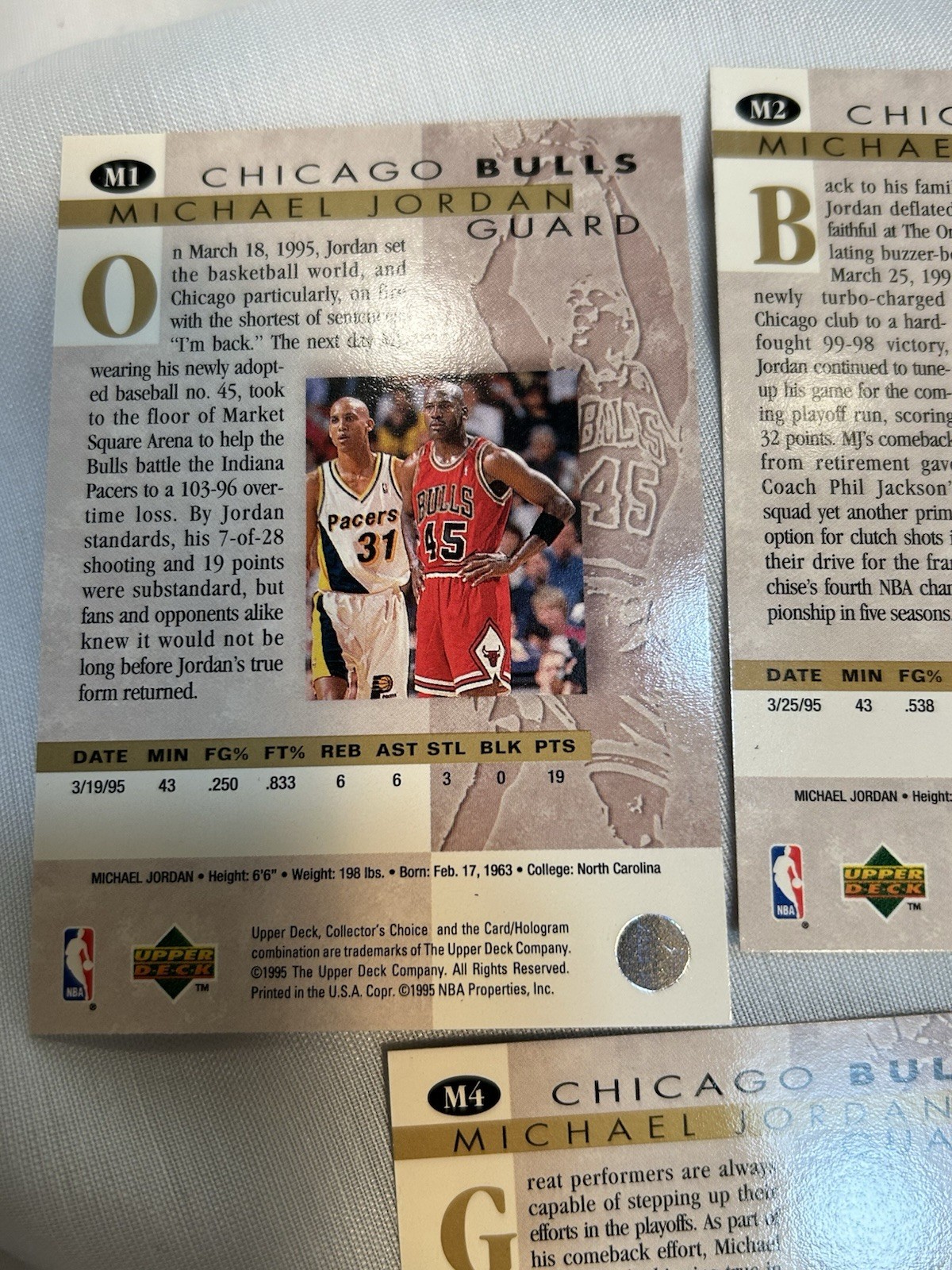 Michael Jordan 1995 Upper Deck Collectors Choice M1-M5 He’s Back Subset