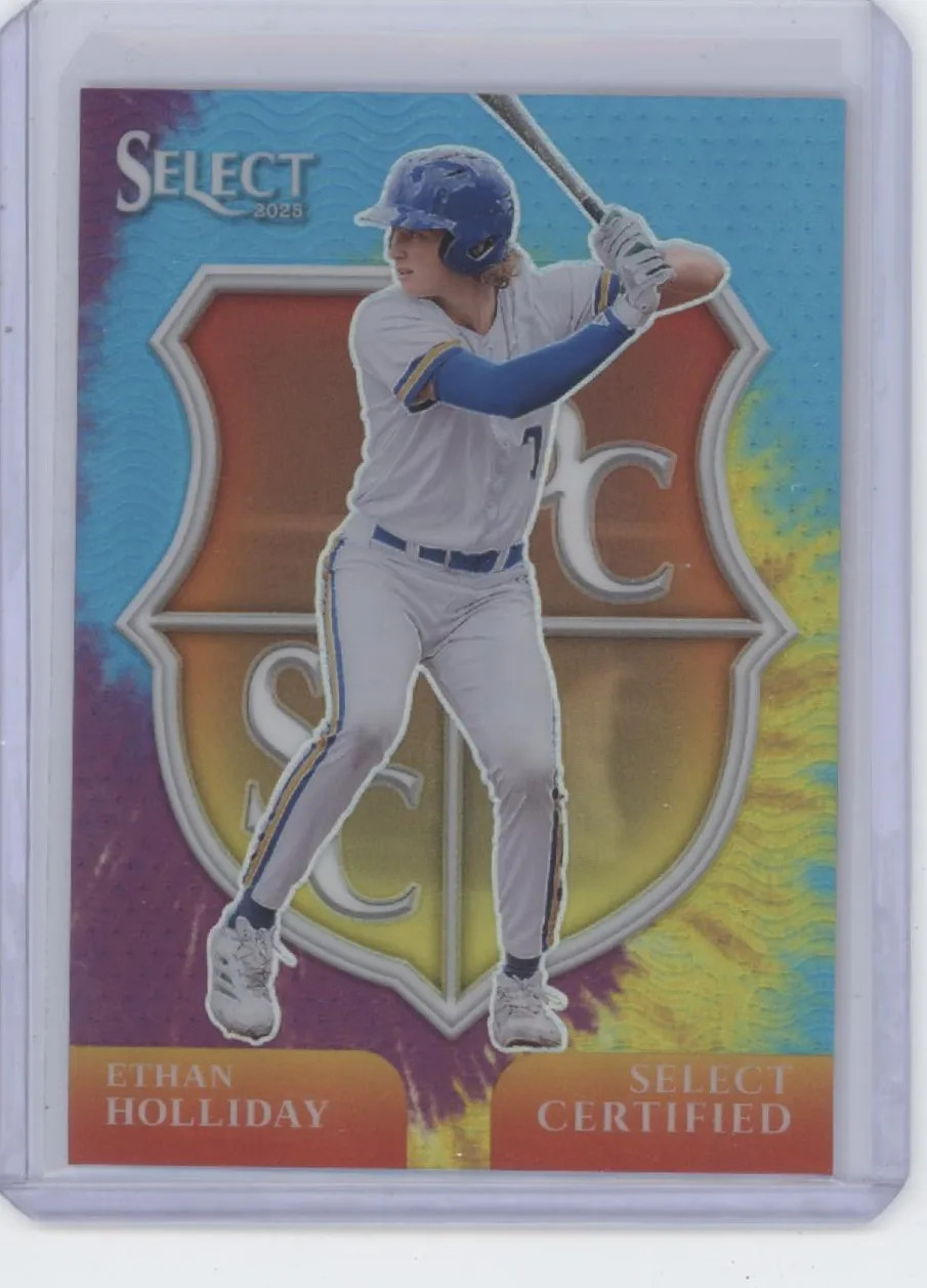 2025 Panini Select Select Certified Ethan Holliday #12 Prizm /25 Tie-Dye