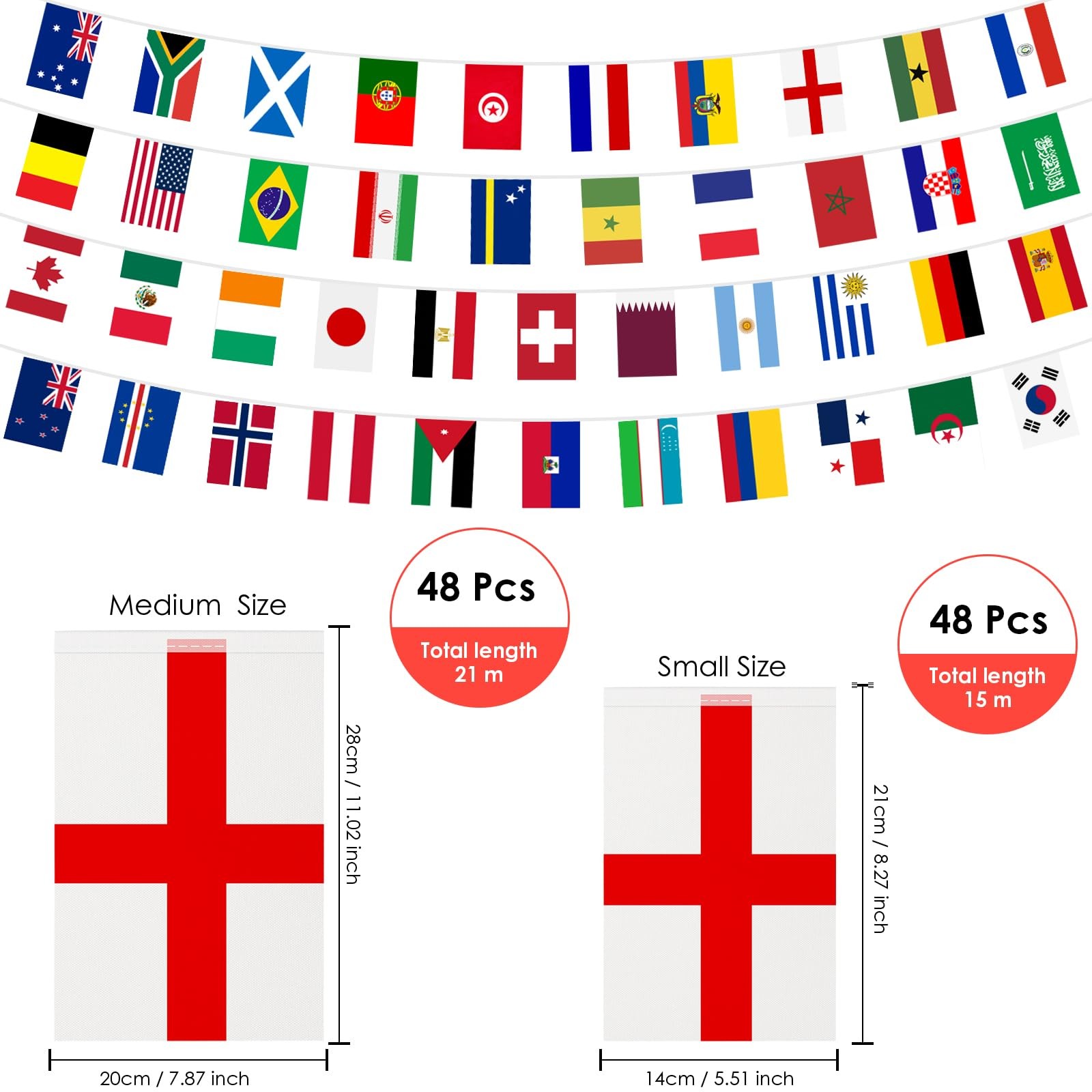 AhfuLife 48 Countries World Flag String 7.87 x 11.02 in-1 Pack, Cup