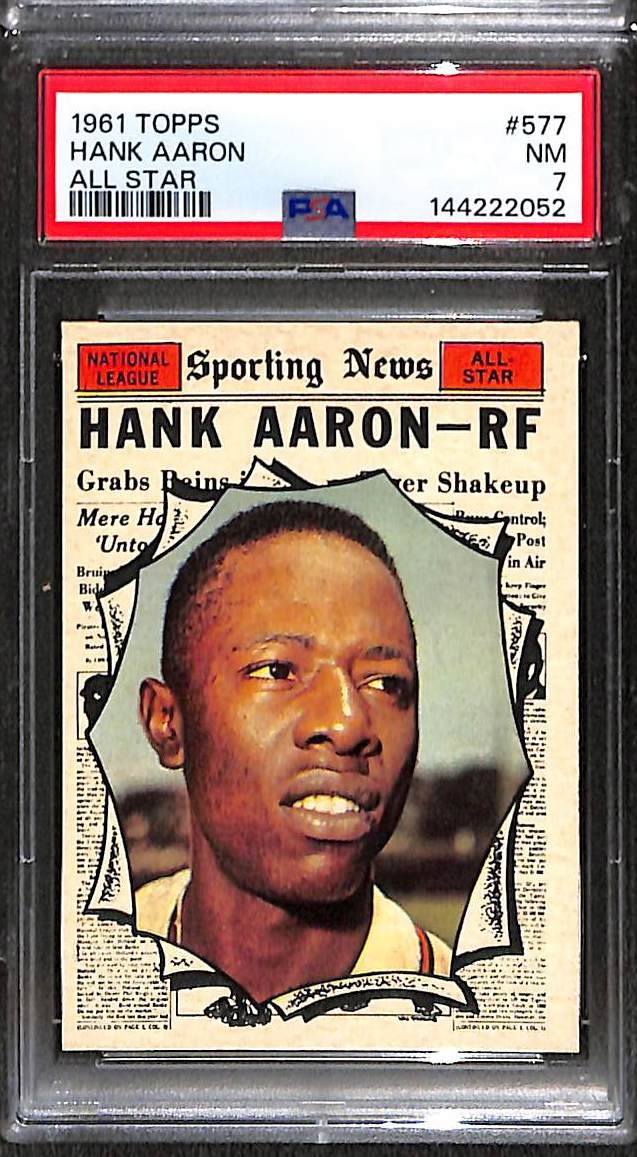 1961 Topps #577 Hank Aaron AS HOF PSA 7 NM 144222052