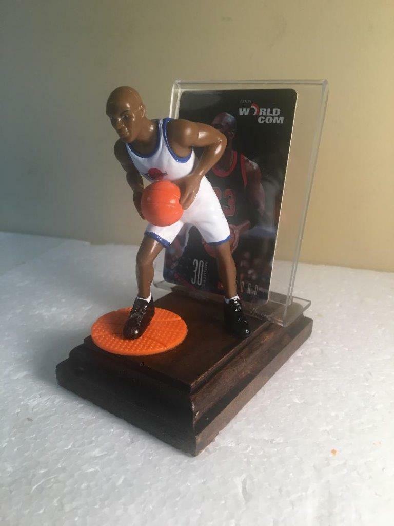 Michael Jordan Space Jam Figure Mounted on Wooden Plaque & Acrylic Card Holder