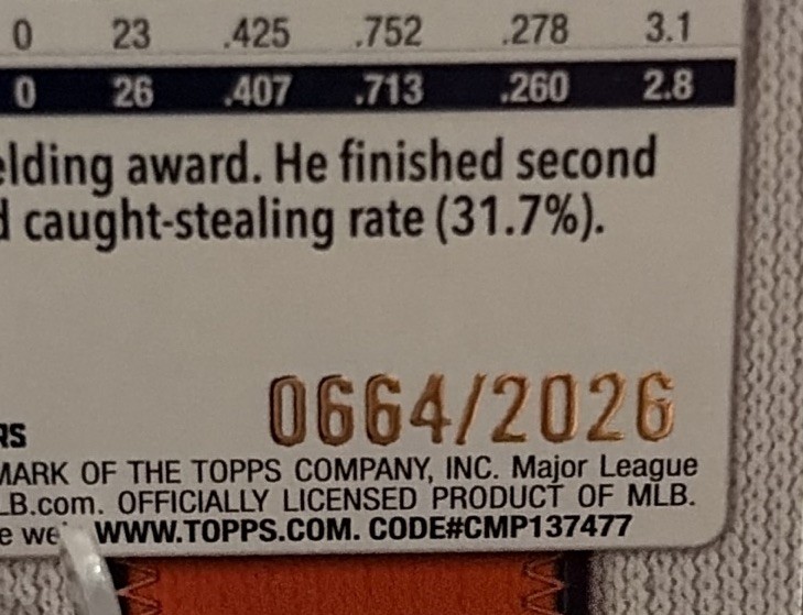 Topps 2026 Series Two Dillon Dingler Detroit Tigers #351 Serial # 664/2026