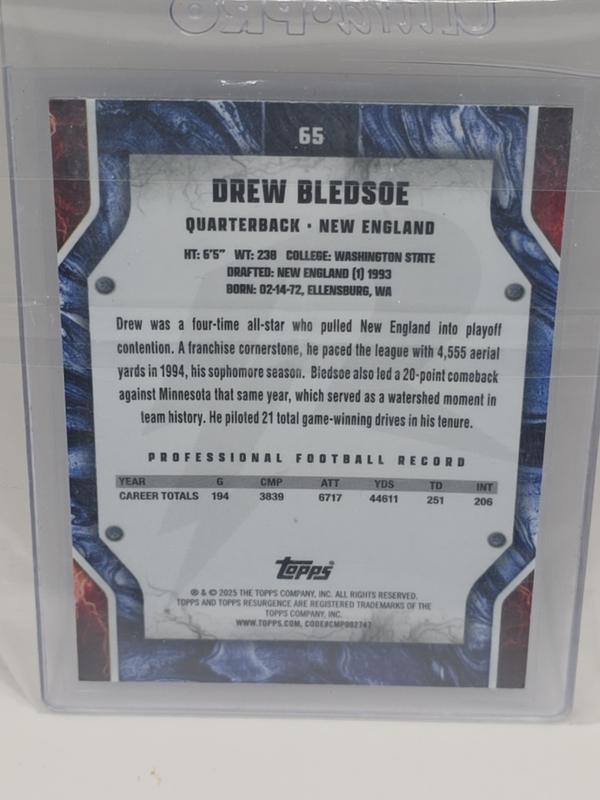 2024 Topps Resurgence – Drew Bledsoe #65 Green Surge Refractor /175