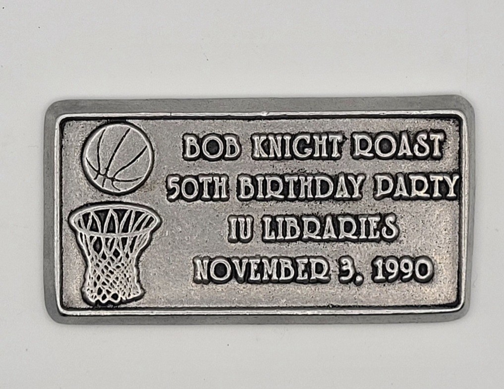 Bobby Knight IU INDIANA Basketball 50th birthday party roast paperweight 1990